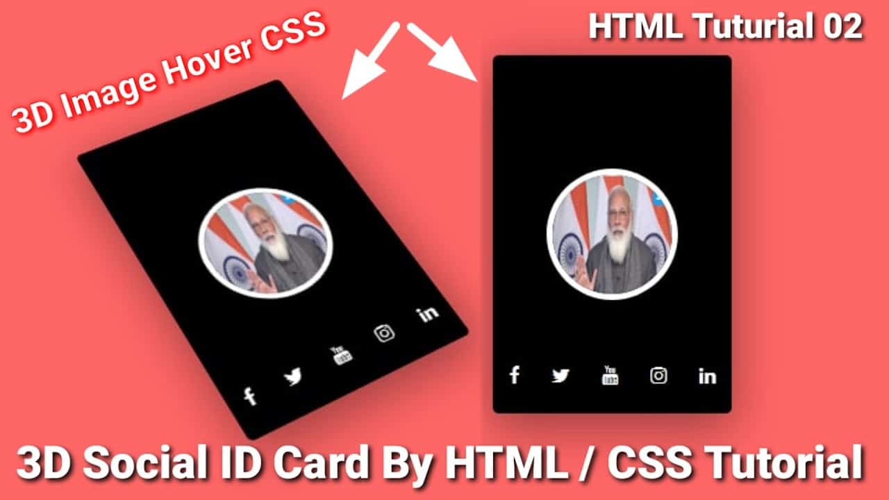 Virtual ID Card Making by HTML /CSS Tutorial 2021 | Social ID Card with Animation by HTML / CSS