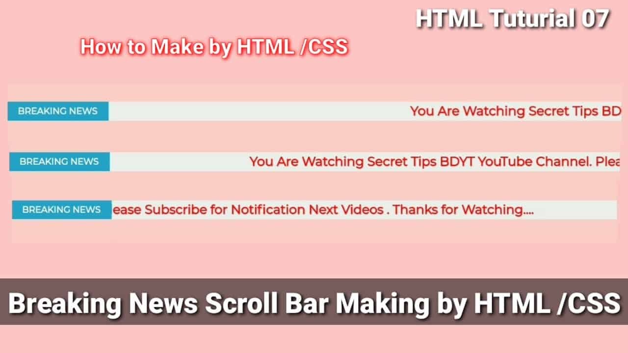 Breaking News Scroll Bar Making by Html / Css 2021 | Html/Css Tutorial