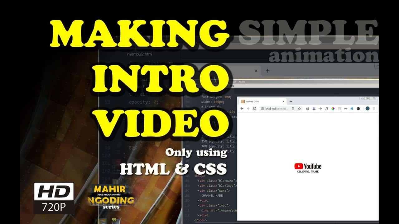 CARA MEMBUAT TEKS ANIMASI | OPENING VIDEO | Ngoding bahasa HTML & CSS | MAHIR NGODING playlist