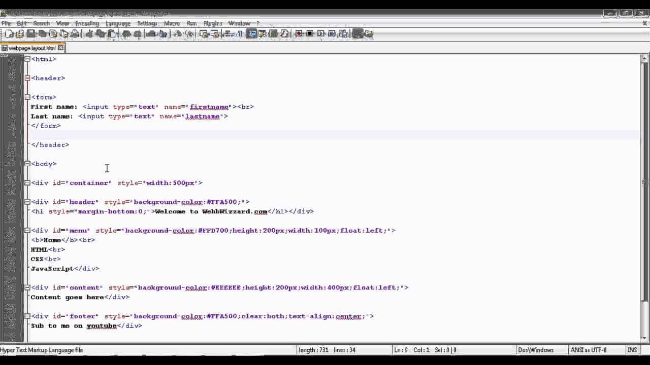 How to make your own simple website using Notepad++ | Part 2 Your Webpage Layout