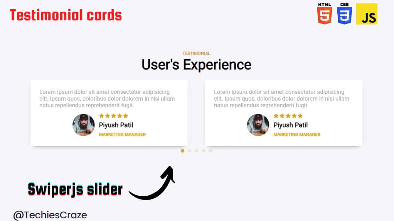 Responsive Testimonial Carousel using HTML, CSS & JavaScript(swiperjs) | TechiesCraze