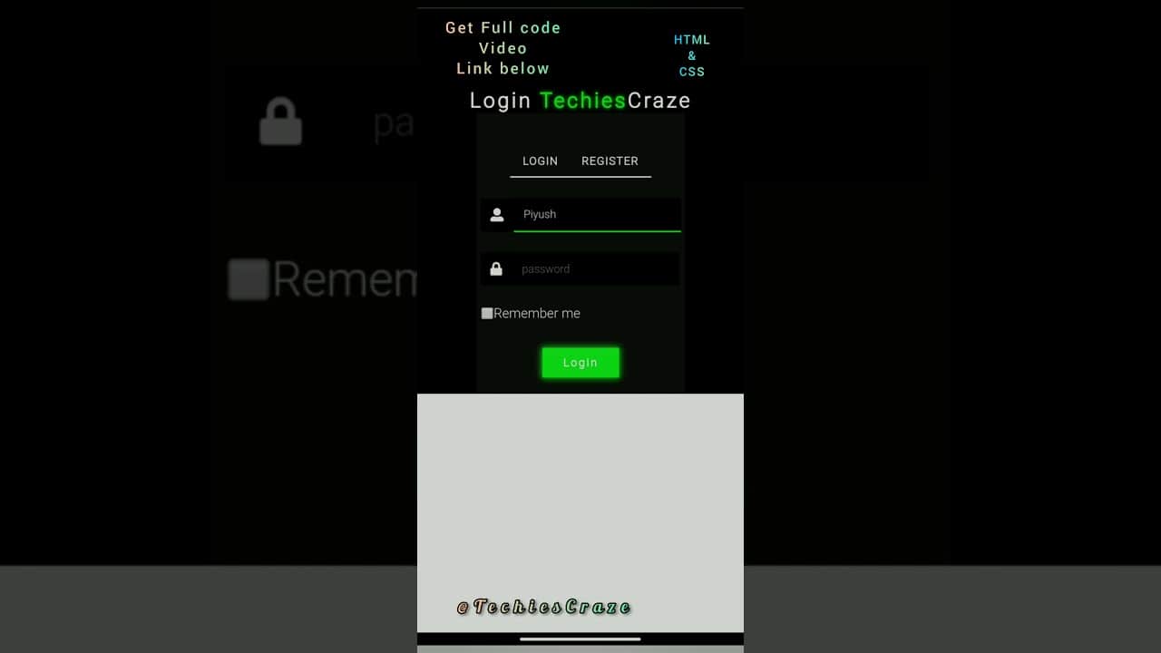 Cool Login Form using HTML & CSS | TechiesCraze #shorts