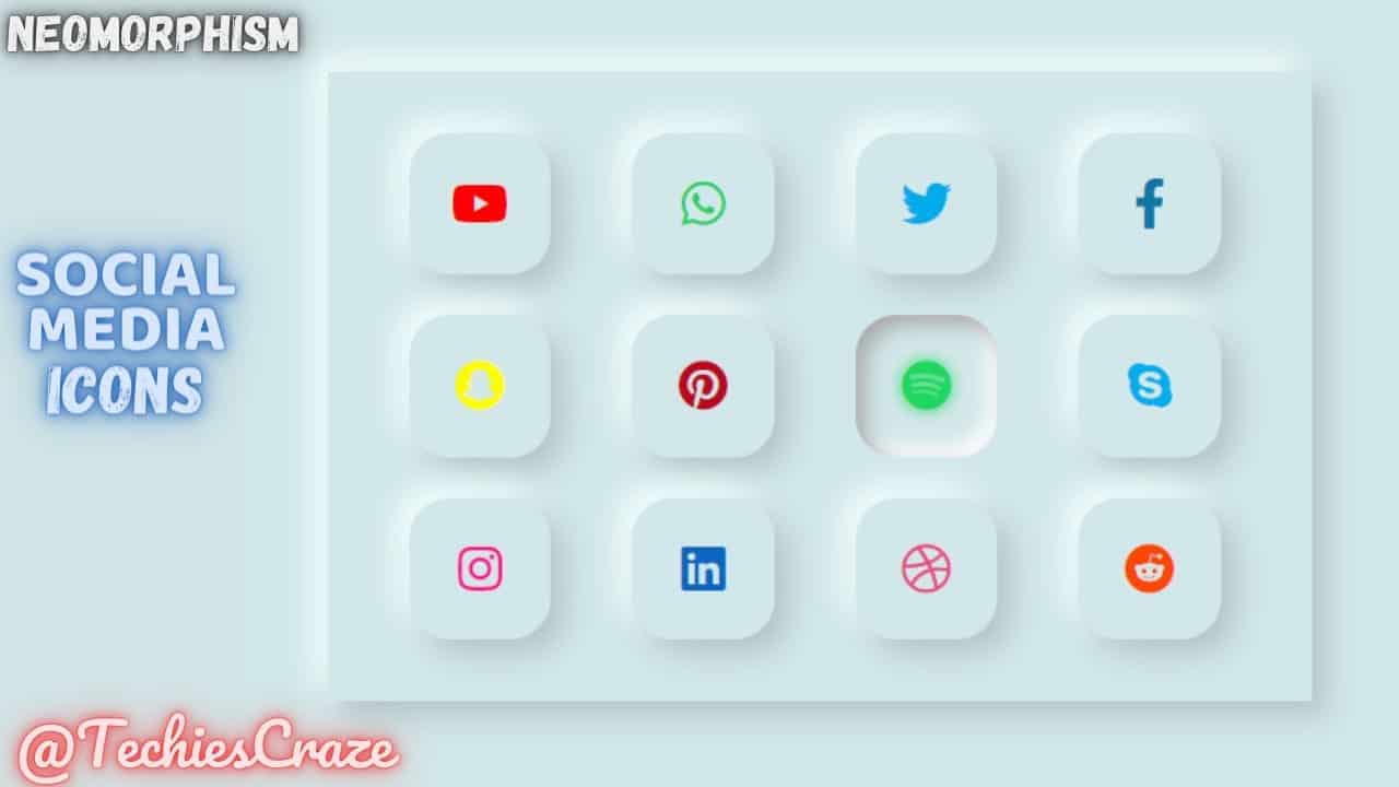 How to Get Icons using Font Awesome cdn with Neomorphism Design UI using HTML & CSS | TechiesCraze
