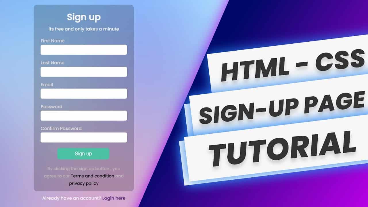 Create a signup page in html  | How to make transparent div in css | HTML CSS