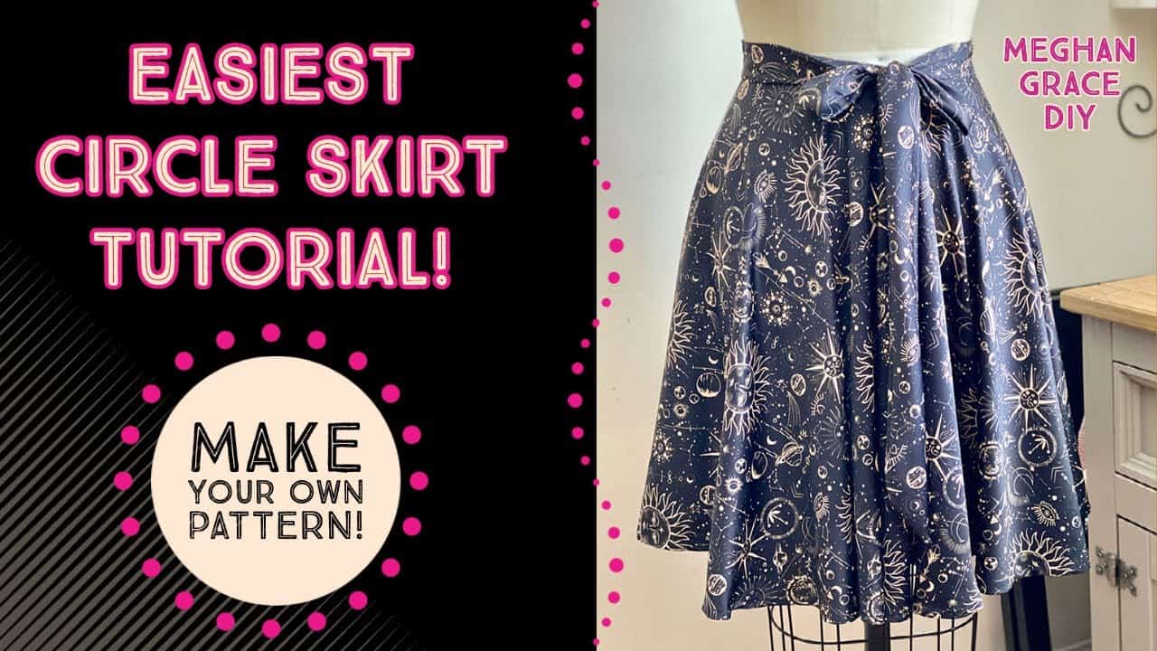 The EASIEST Circle Skirt Tutorial - Make your own pattern, waistband and zipper closure included!