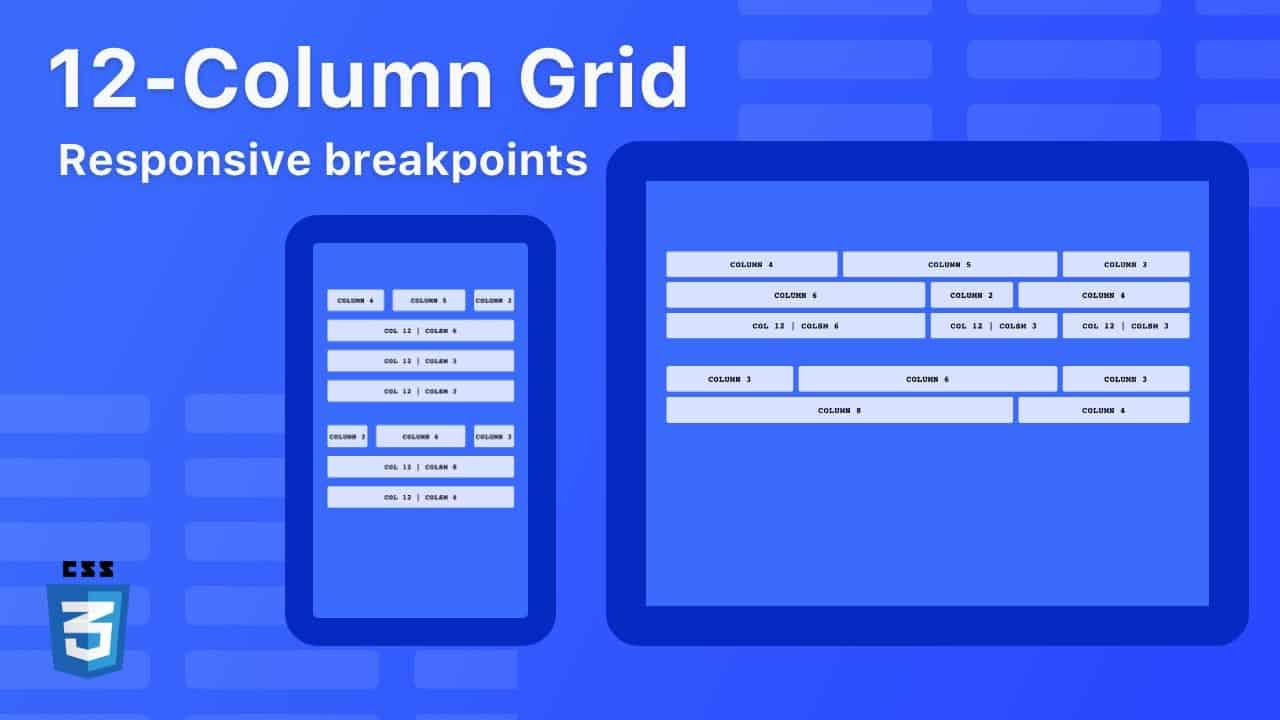 12-column grid with CSS Grid - Mobile first - Responsive Breakpoints