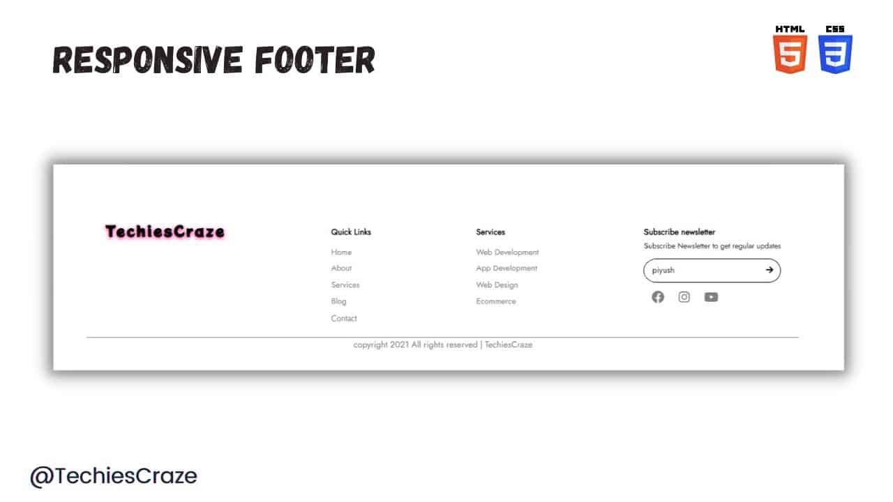 How to make Responsive Footer using HTML & CSS | TechiesCraze