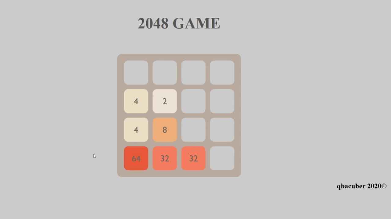 2048 GAME in JavaScript (JS+HTML+CSS) [CODE]
