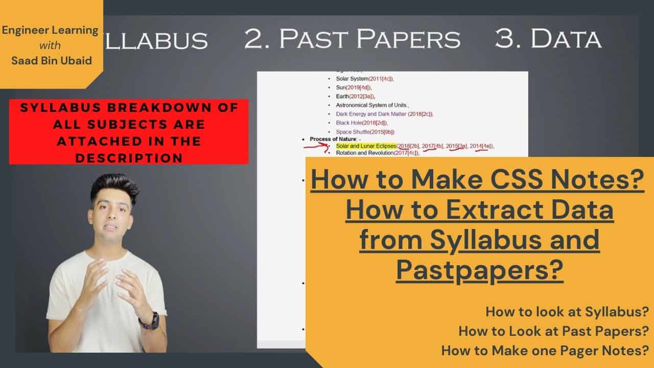 How to Make CSS Notes | How to Extract Data from CSS Syllabus and Past Papers| Saad Ubaid-PSP| CE-20
