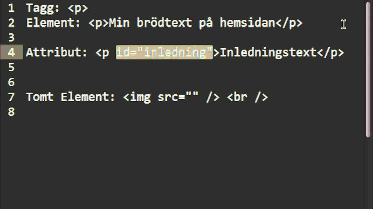 HTML & CSS Programmering (Del 1, Intruduktion till HTML med termer)