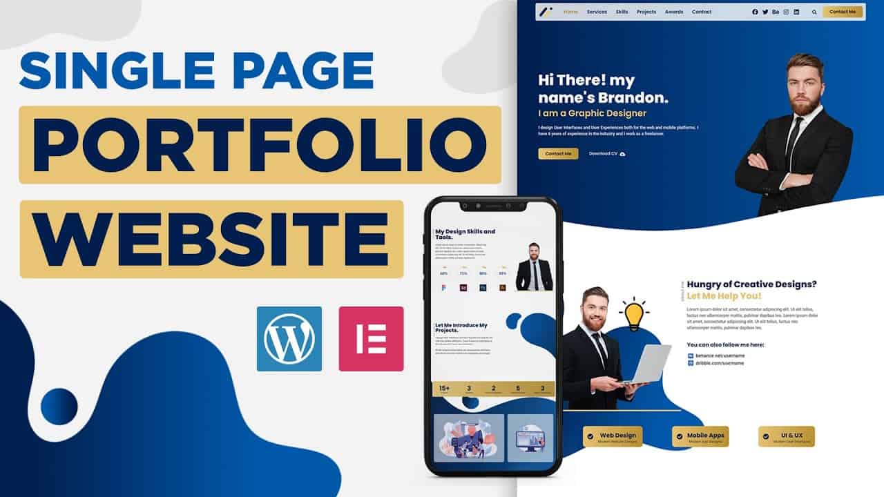 Single Page Portfolio Website Design - WordPress & Elementor