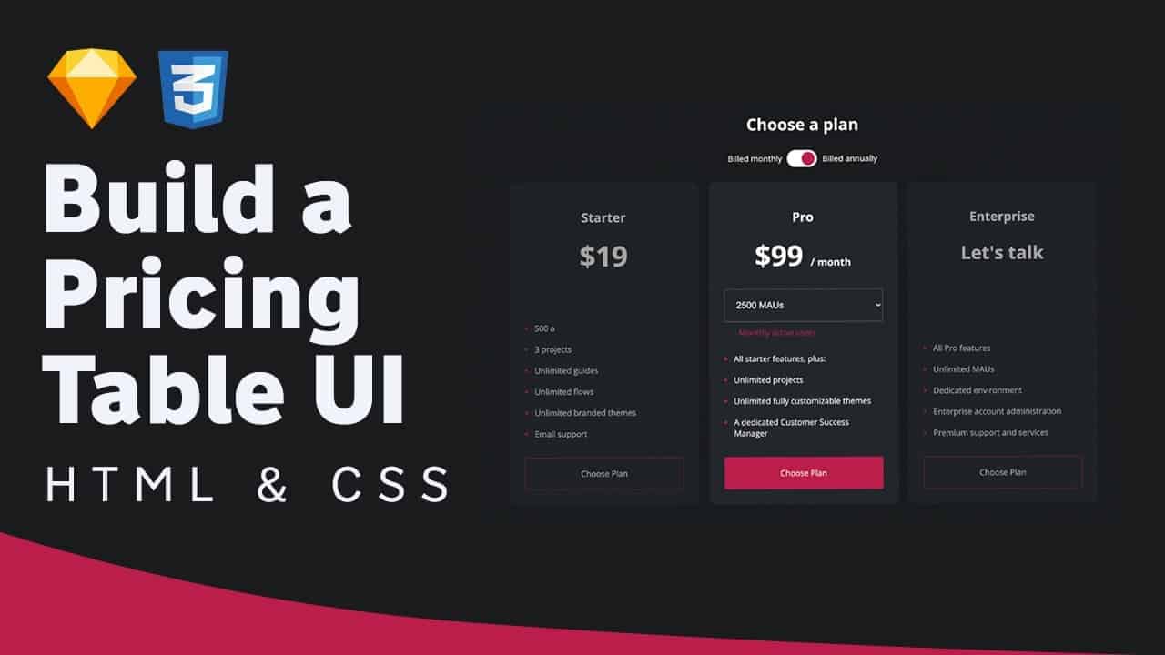 Sketch to HTML & CSS Pricing Table UI