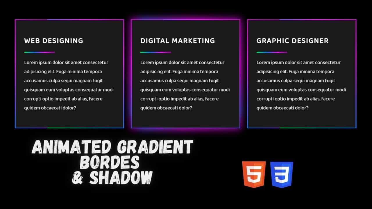 Cards with Animated Gradient Border and On Hover Gradient Shadow using HTML & CSS | TechiesCraze