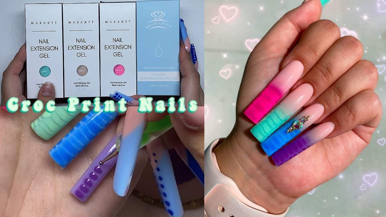 CROC PRINT OMBRE NAILS + MAKARTT BUILD YOUR OWN POLYGEL KIT! Nail Tutorial