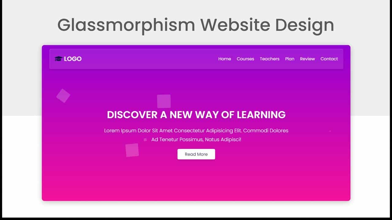 Create A Responsive Animated Glassmorphism Styled Website Design Using HTML - CSS - JavaScript