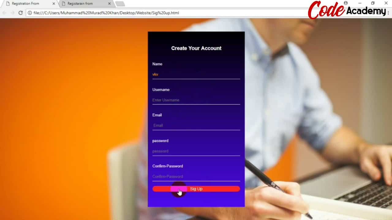 create your own sign up page using HTML and CSS full tutorial| free HTML and CSS tutorial