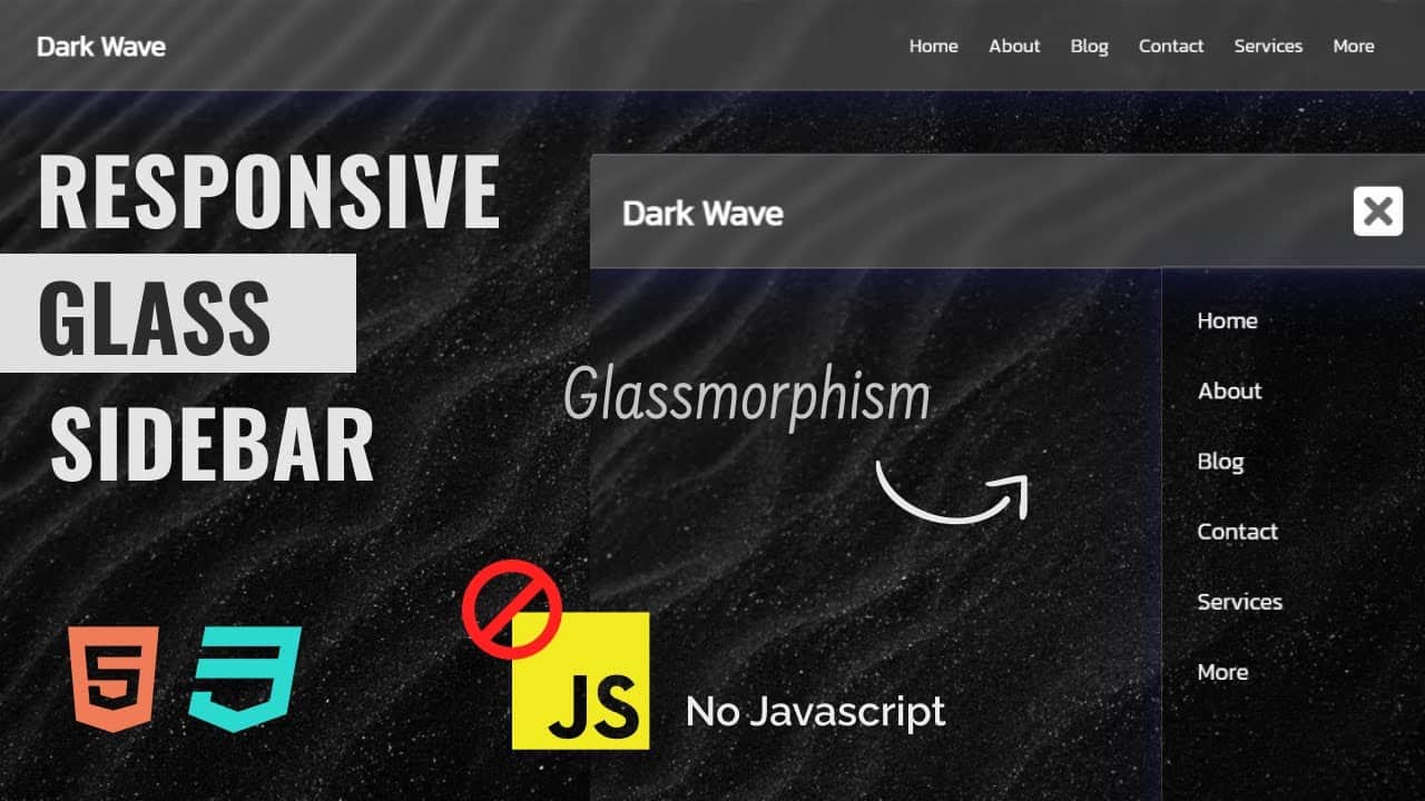 Glassmorphism Responsive Sidebar Using Only HTML & CSS (Quick Tutorial)