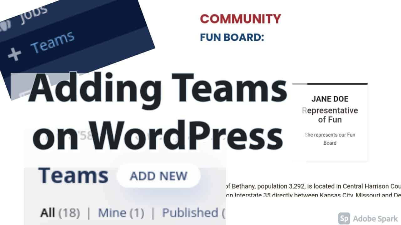 Adding Teams on WordPress Tutorial