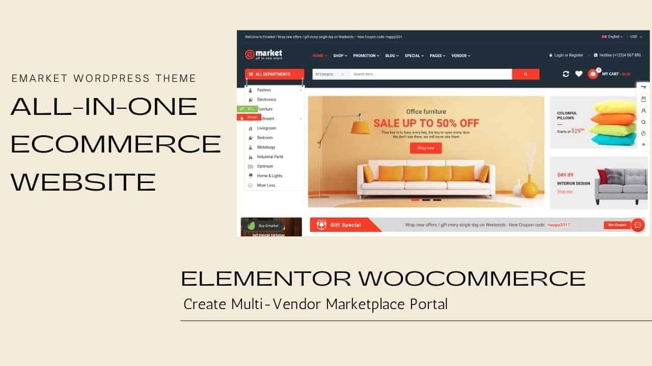 All-in-One Multi-Vendor eCommerce Website | Elementor WooCommerce Theme | eMarket WordPress Theme