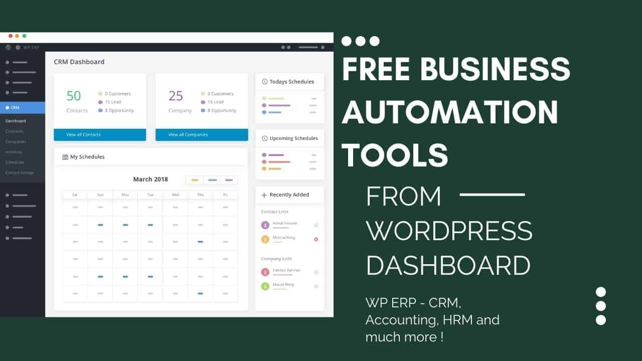 Free ERP from WordPress Dashboard | Automate Your Accounts, HR and CRM Business System
