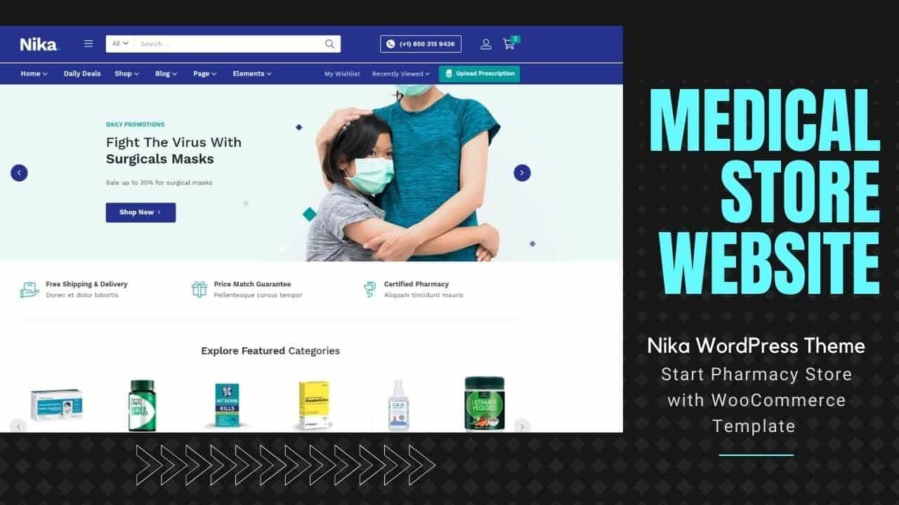 Medical Shop Website | Pharmacy Store Elementor WooCommerce Theme | Nika WordPress Theme