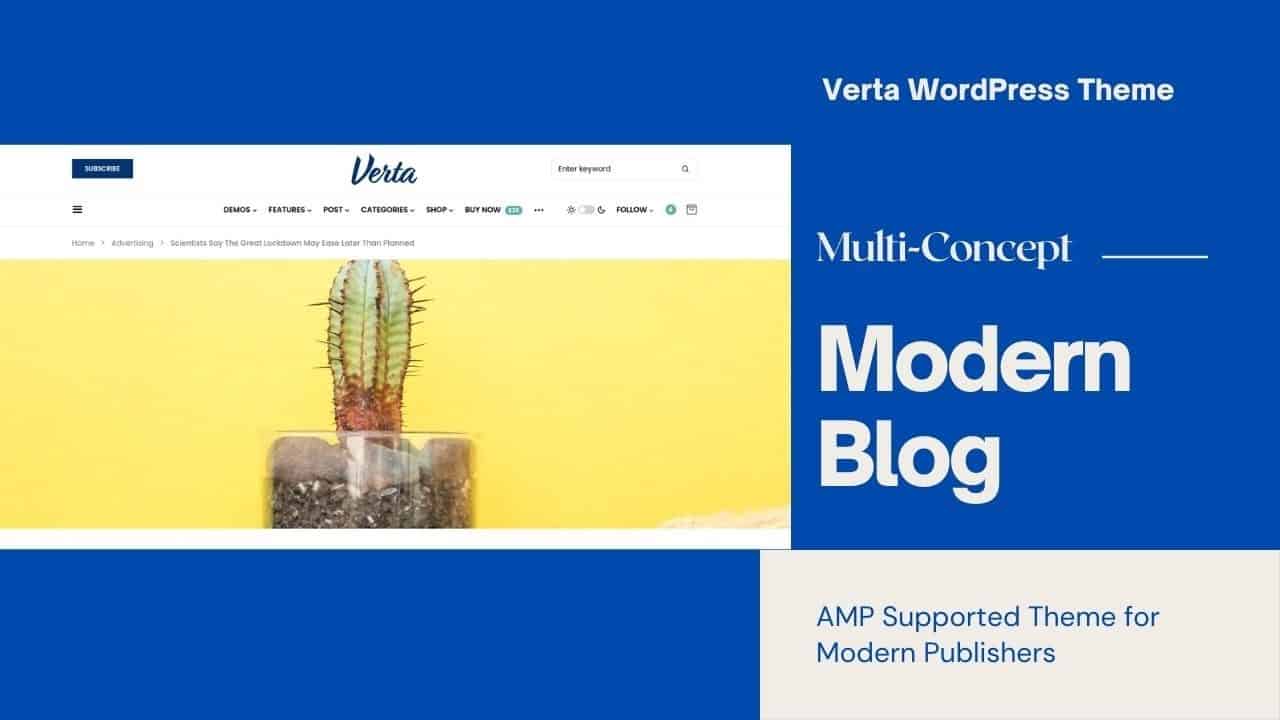 Multi-Concept Blog Website | AMP Modern Blogging Theme | Verta WordPress Theme
