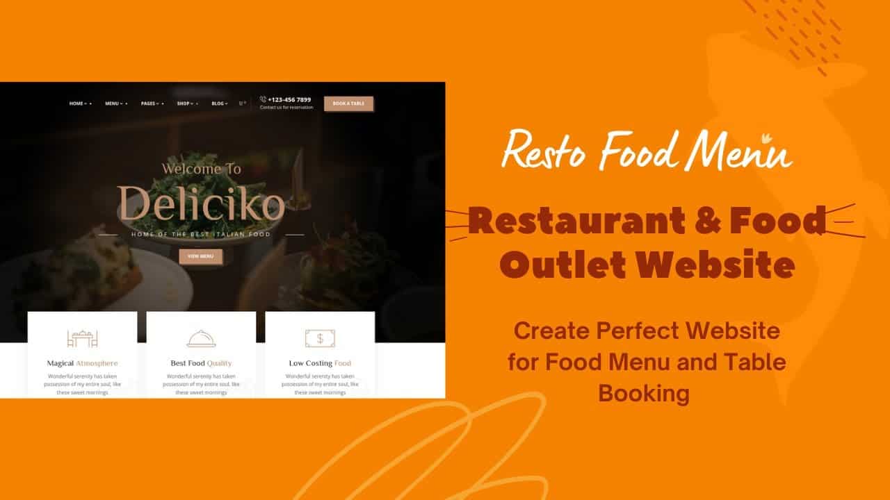 Restaurant Food Menu and Reservation Website | Food Outlet Table Booking | Deliciko WordPress Theme