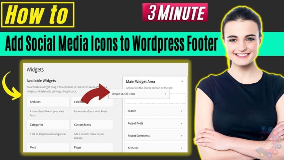 how to add social icons in footer wordpress