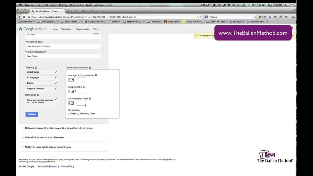 The Google Keyword Planning Tool, Google Adwords Tutorial