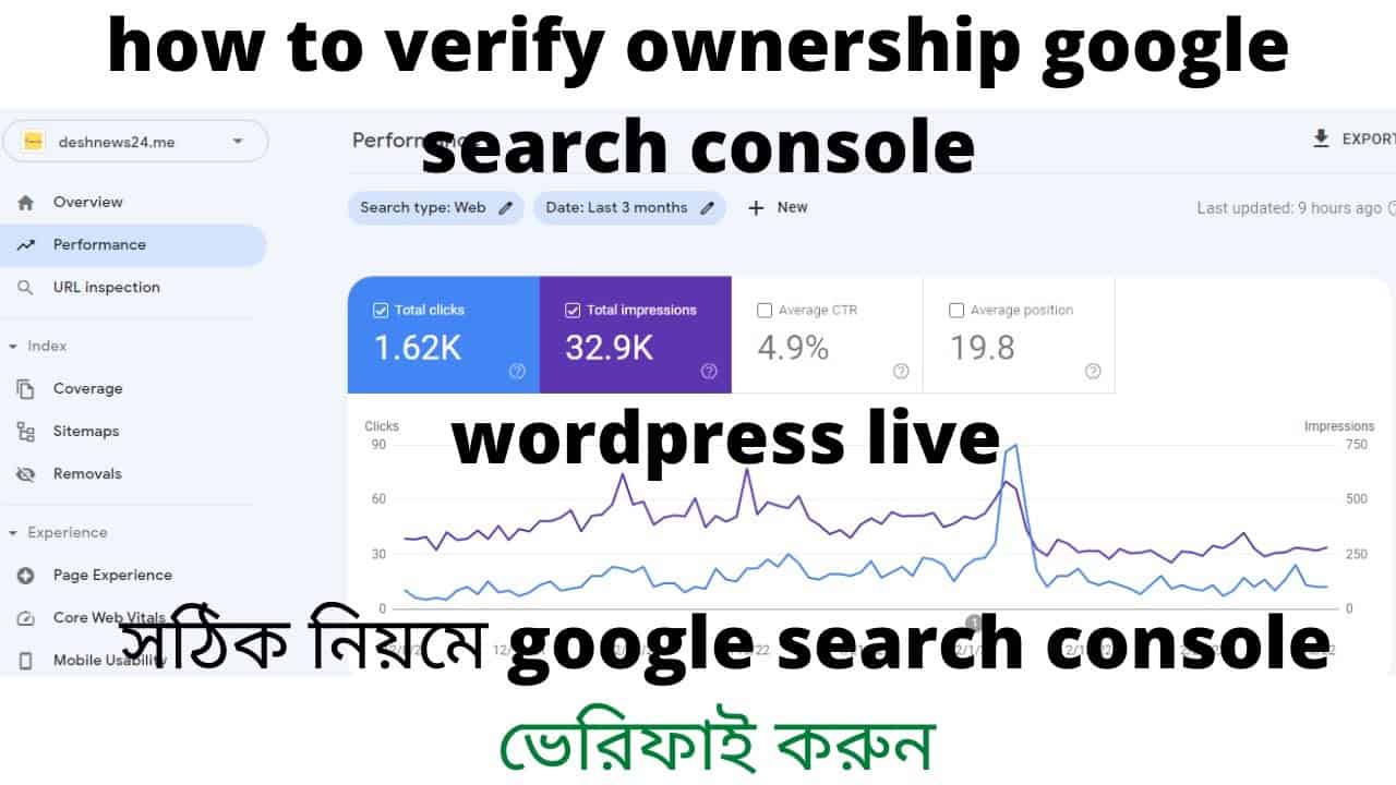 how to verify ownership google search console wordpress live