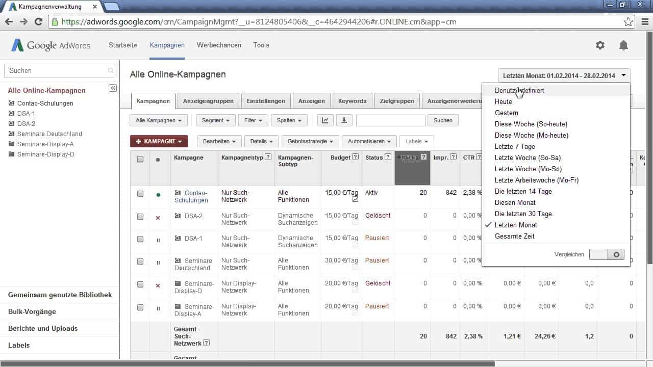 Google AdWords Tutorial: Kampagnen, Anzeigengruppen, Keywords, Textanzeigen |video2brain.com