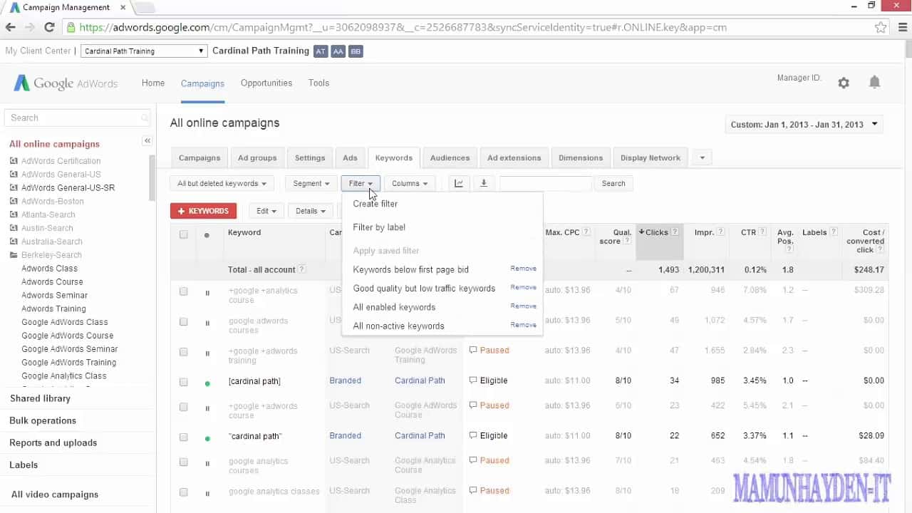 Google AdWords Tutorial | Using filters to focus on what matters most