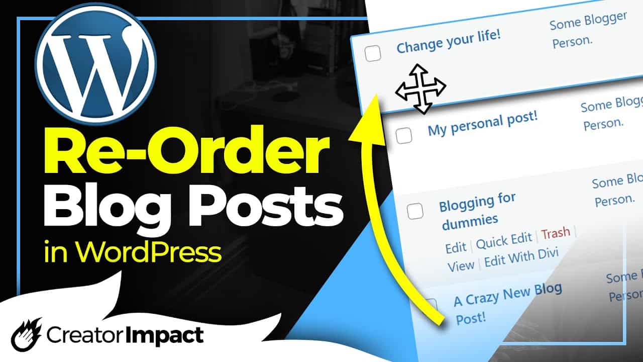 How to Re-order posts in WordPress (Change Post Order - Drag 'n' Drop)