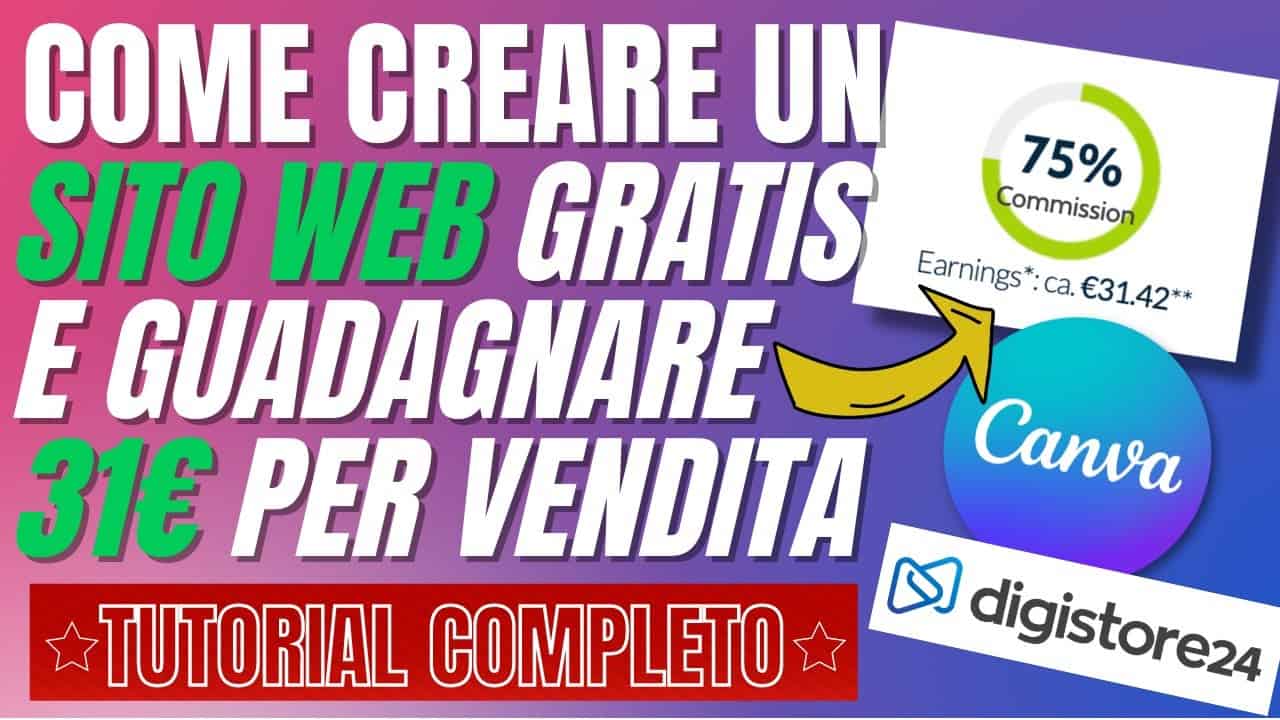 Come Creare Un Sito Web Gratis e Guadagnare 31€ Per Vendita TUTORIAL COMPLETO