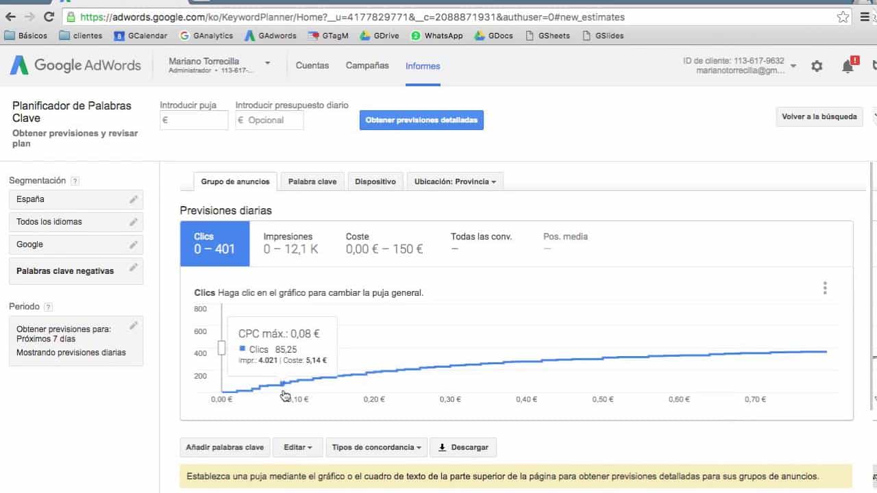 Tutorial introducción al Planificador de palabras clave de Google Adwords