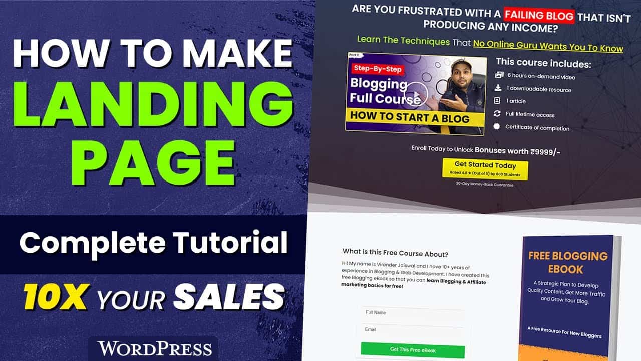 How to Create A Landing Page with WordPress Free, Lead Magnet & Course Selling Landing Page Tutorial