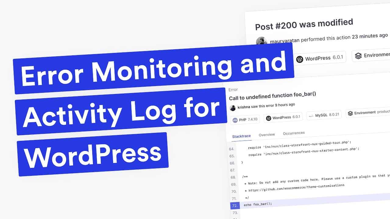How to set up Error monitoring & Activity log for all your WordPress sites in one place