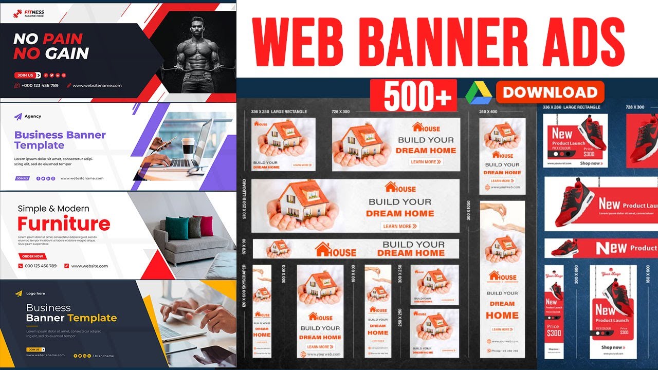 500+ Web  banner ads design in photoshop  PSD Templates Free Downloads  Bangla English tutorial