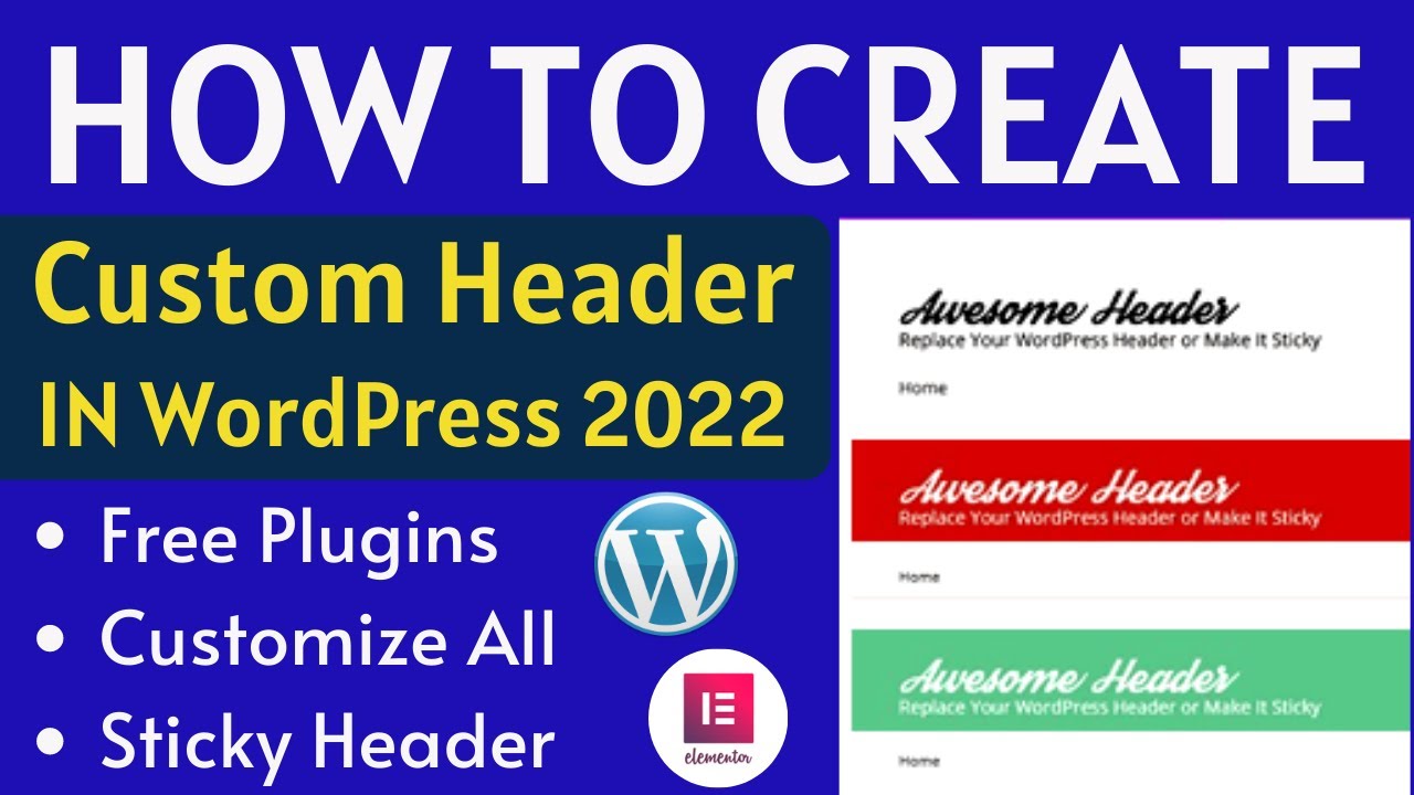 How to create Custom Header in WordPress Using Elementor Like Amazon, Business, Job Portal etc..