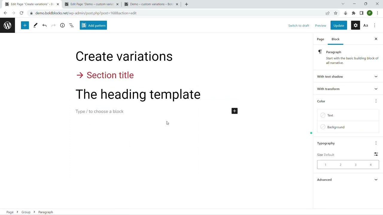 How to create block variations in Gutenberg using the Block Editor without coding - CBB