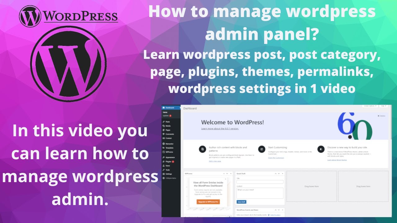 WordPress admin panel Beginners guide | WordPress admin panel tutorial