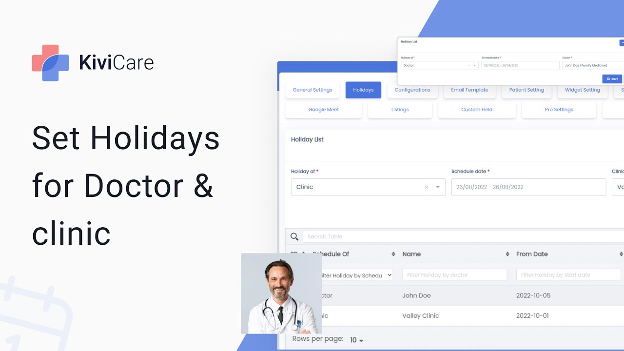 How to Set Holidays for Doctors & clinics | Kivicare | Iqonic Design