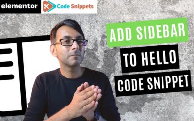 Add Sidebar to the Hello Theme – Code Snippet – Elementor WordPress Tutorial