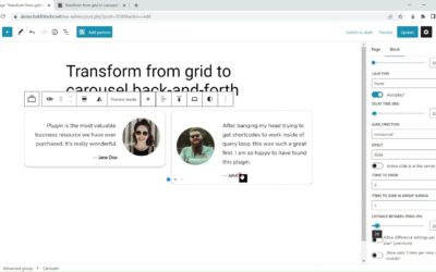 Transform from Grid into Carousel back-and-forth – Content Blocks Builder | Gutenberg WordPress