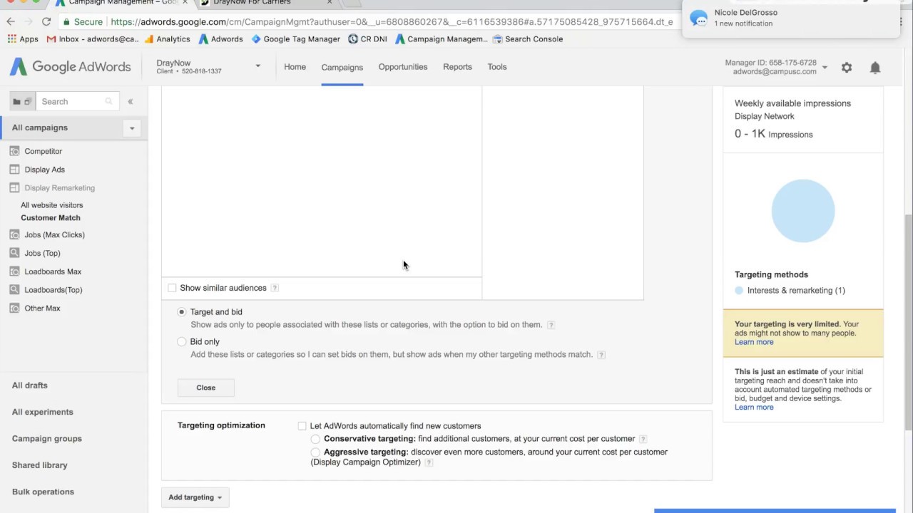 Uploading Email List to Google Adwords Customer Match for Remarketing